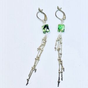 Green Onyx Gem & Sterling Silver Earrings